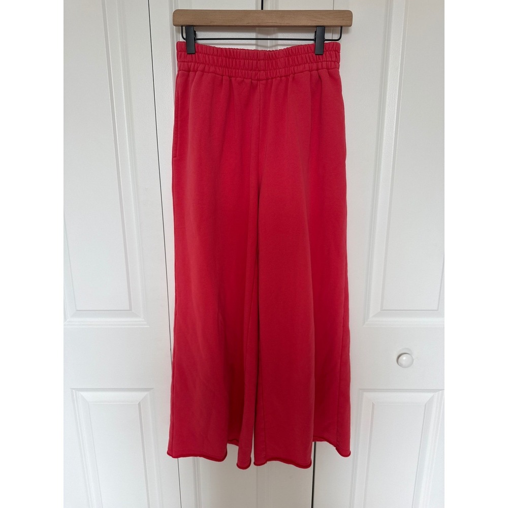 The Westside Red Wide Leg Sweatpants Cotton French Terry Small TW-PT100B